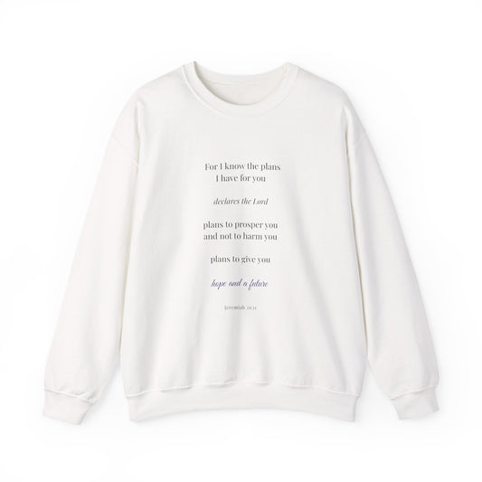Jeremiah 29:11 Sweatshirt – “Hope and a Future” | Faith-Inspired Unisex Crewneck | Christian Apparel | Glow & Grace Collective